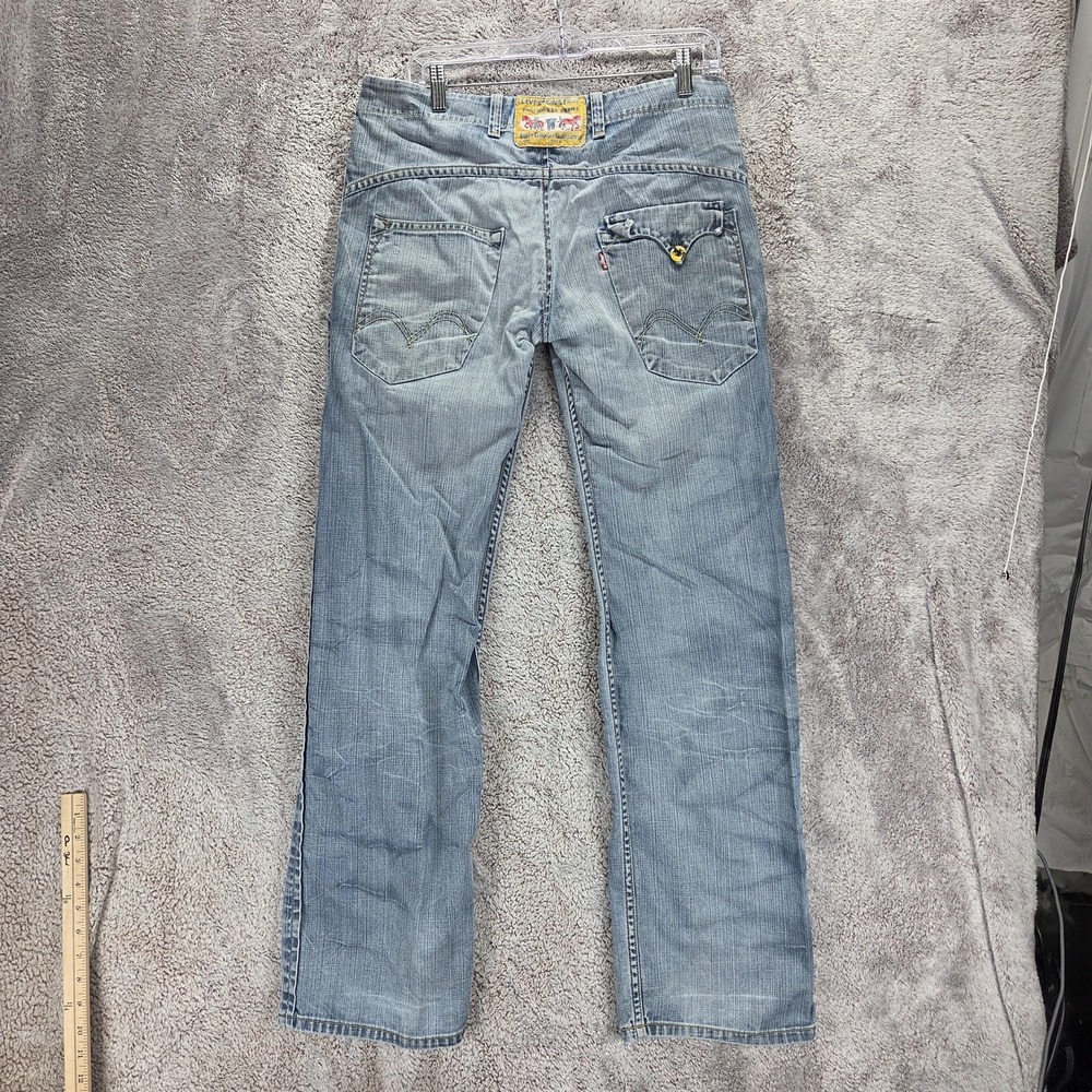 Vintage Levis Engineered Jeans Mens 30x32 Blue Two Horse Flap Pocket Zip Fly